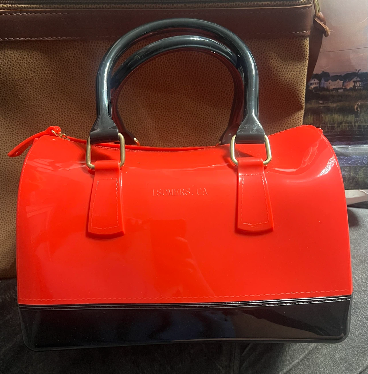 Red and Black Barrel Bag