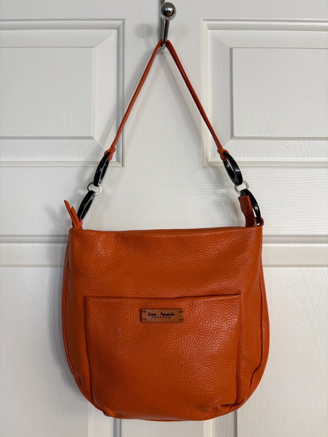 Gian Ferrente Couture Orange Leather Hobo Bag