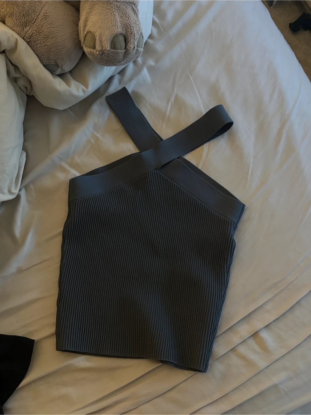 Babaton Grey Ribbed Halter Top - Size M