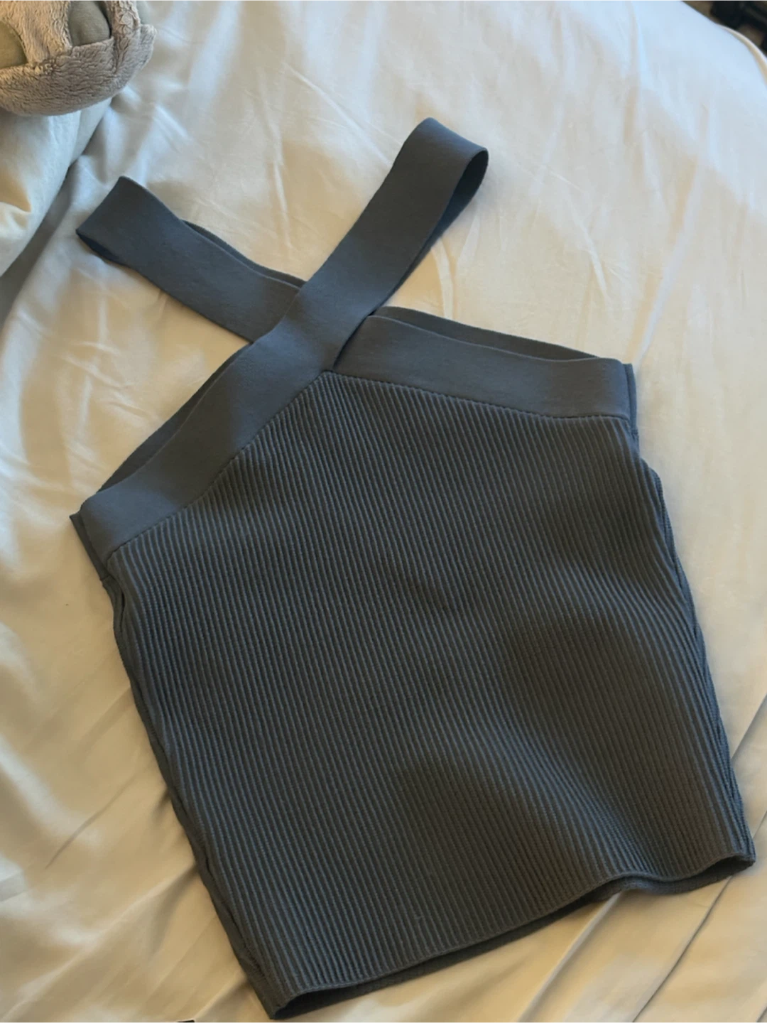 Babaton Grey Ribbed Halter Top - Size M - photo 2