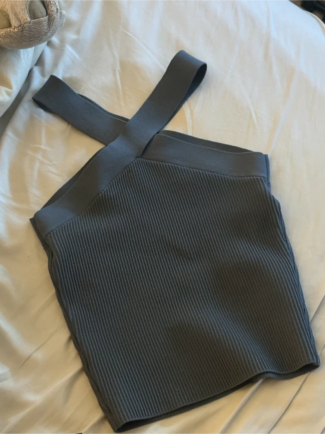 Babaton Grey Ribbed Halter Top - Size M - photo 2