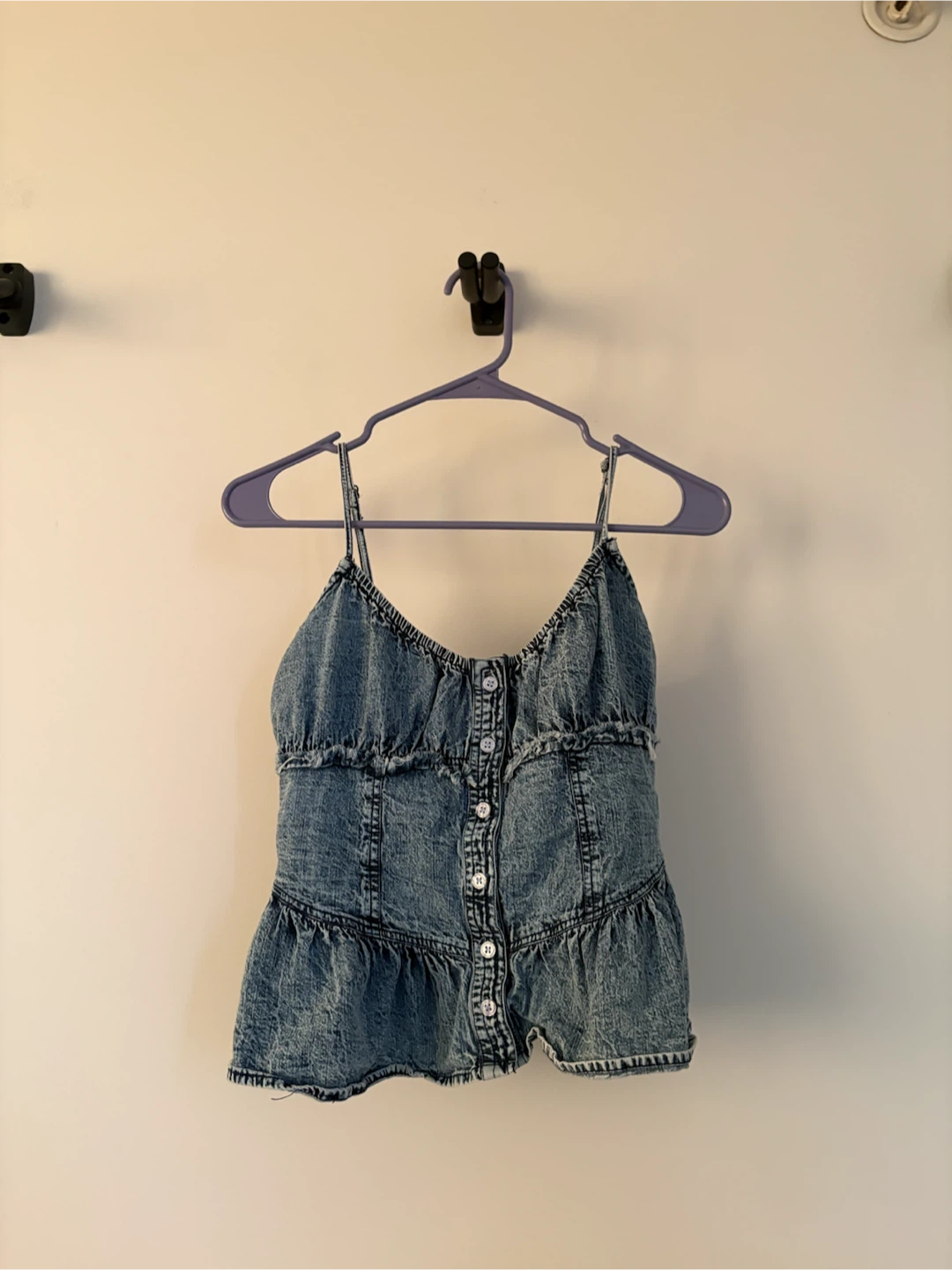 Denim Ruffle Cami Top