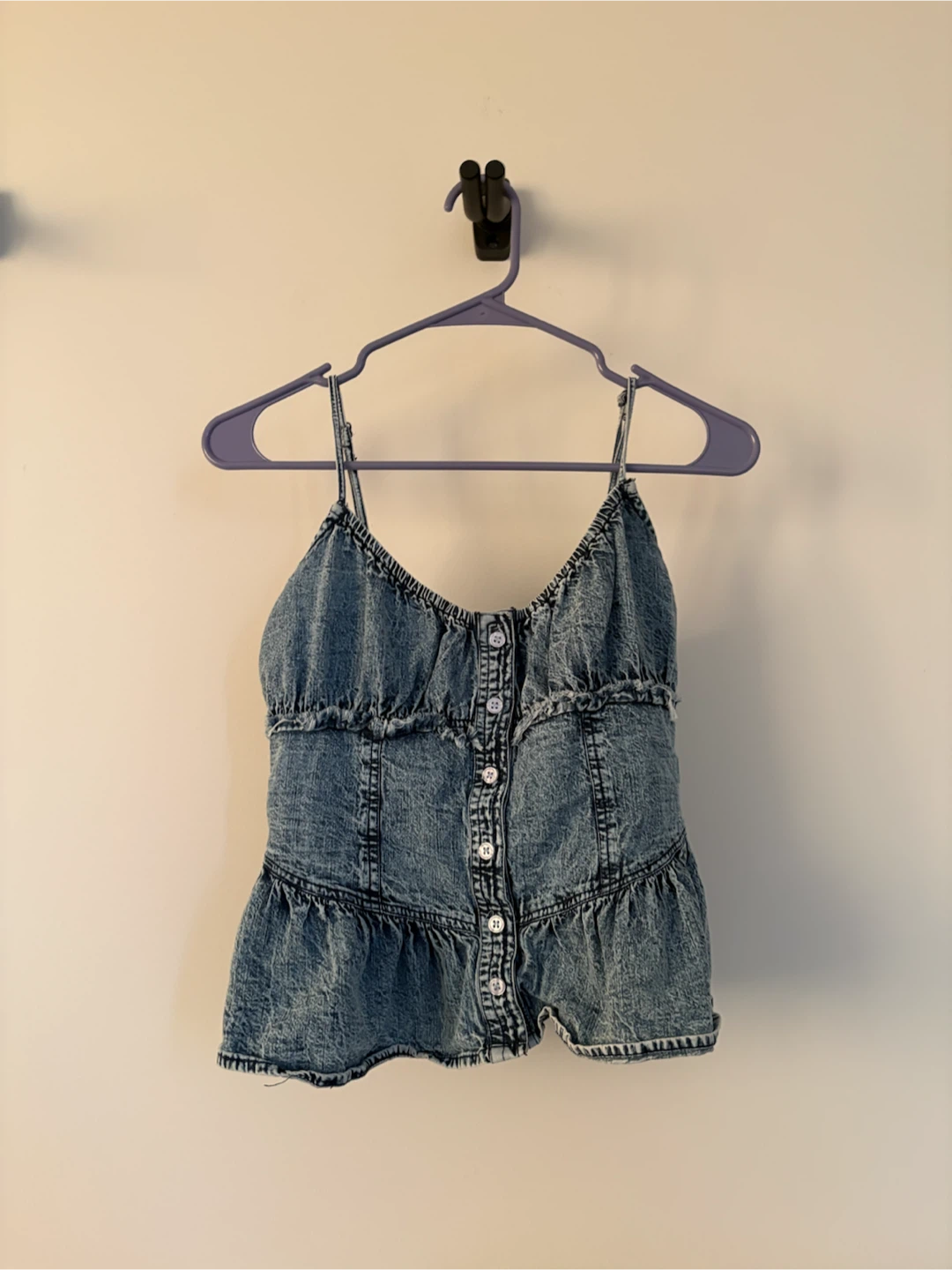 Denim Ruffle Cami Top - photo 2