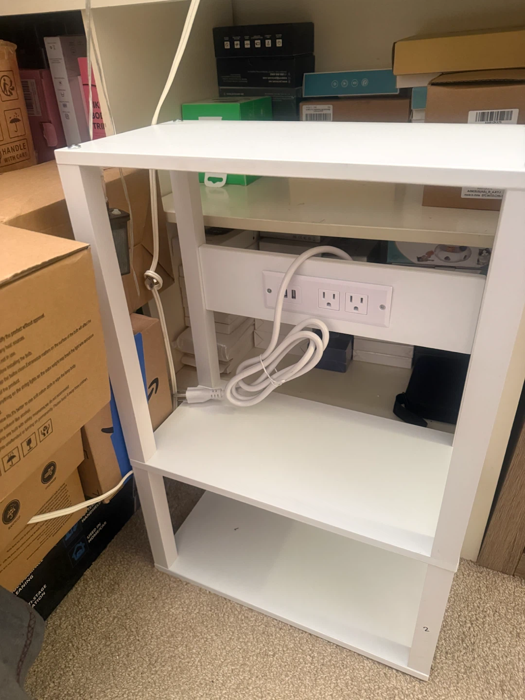 YUFRAM 3-Tier Narrow Bedside Table with Charging Station - photo 5