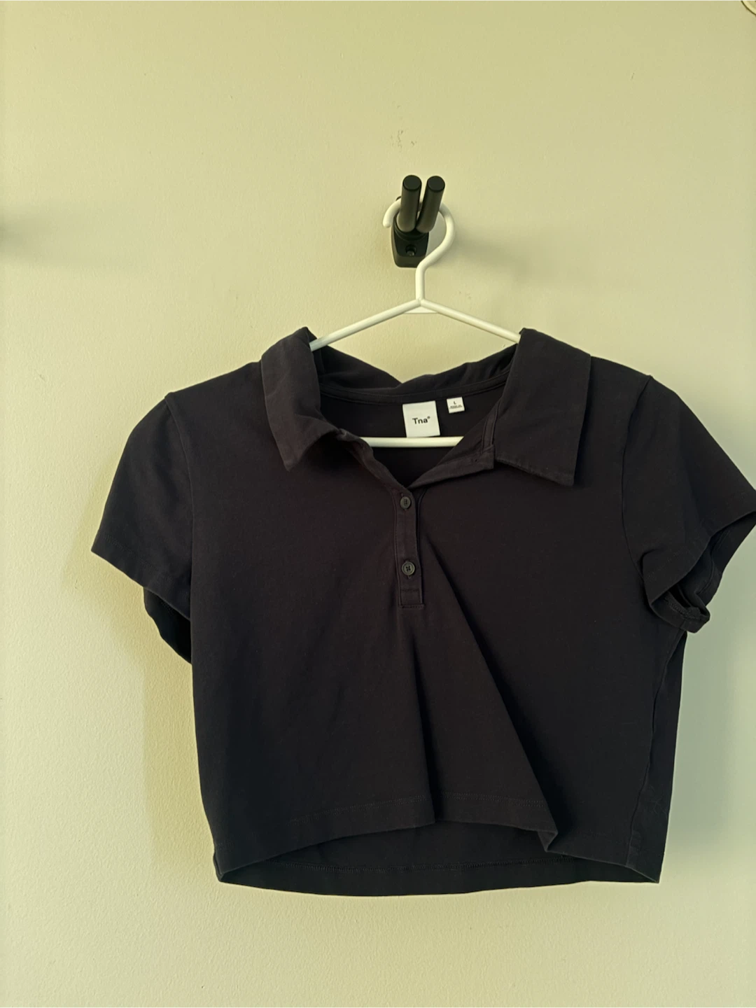 Tna Dark Navy Cropped Polo Shirt - Size L