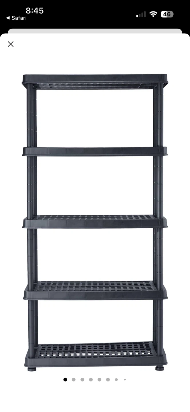 5-Shelf Black Plastic Storage Unit