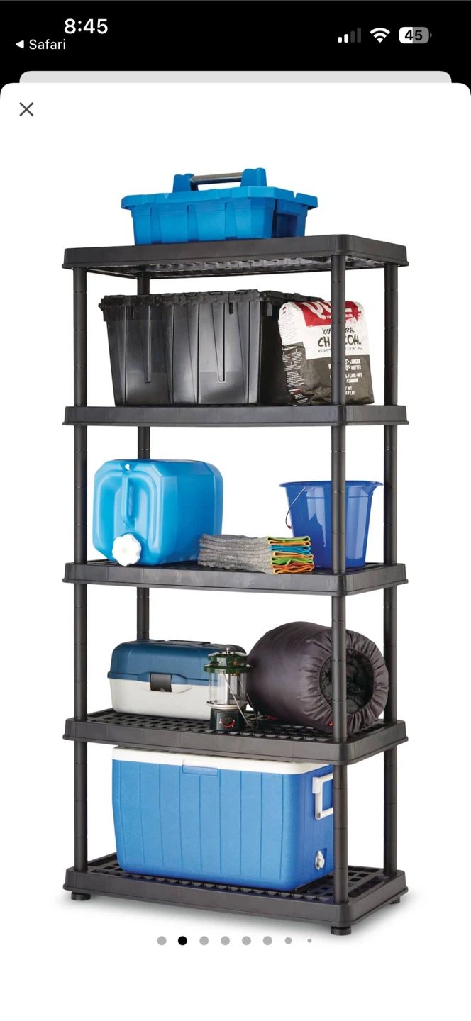 5-Shelf Black Plastic Storage Unit - photo 2