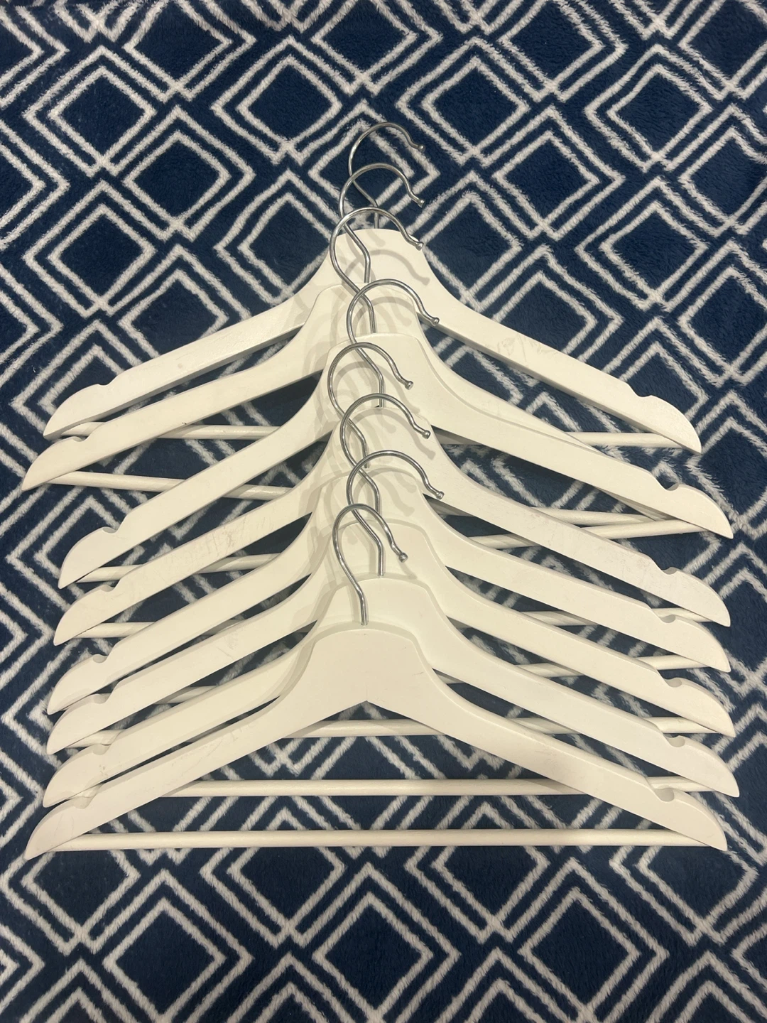 Set of 8 IKEA White Wooden Hangers