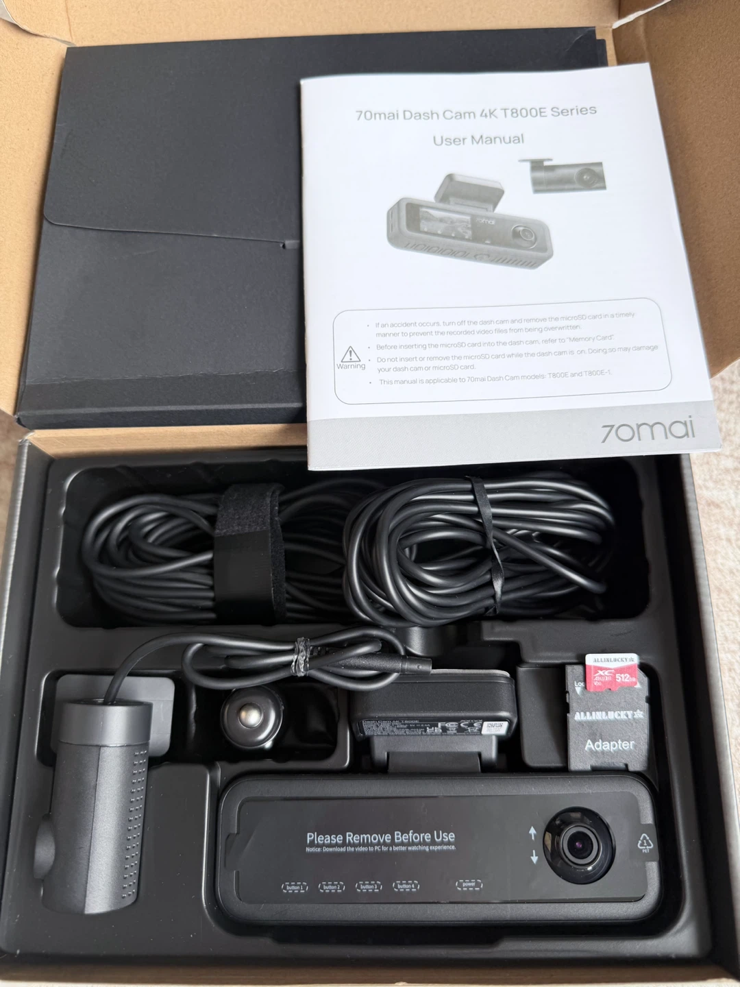 70mai Dash Cam 4K T800E Set 512GB SD Card - photo 3