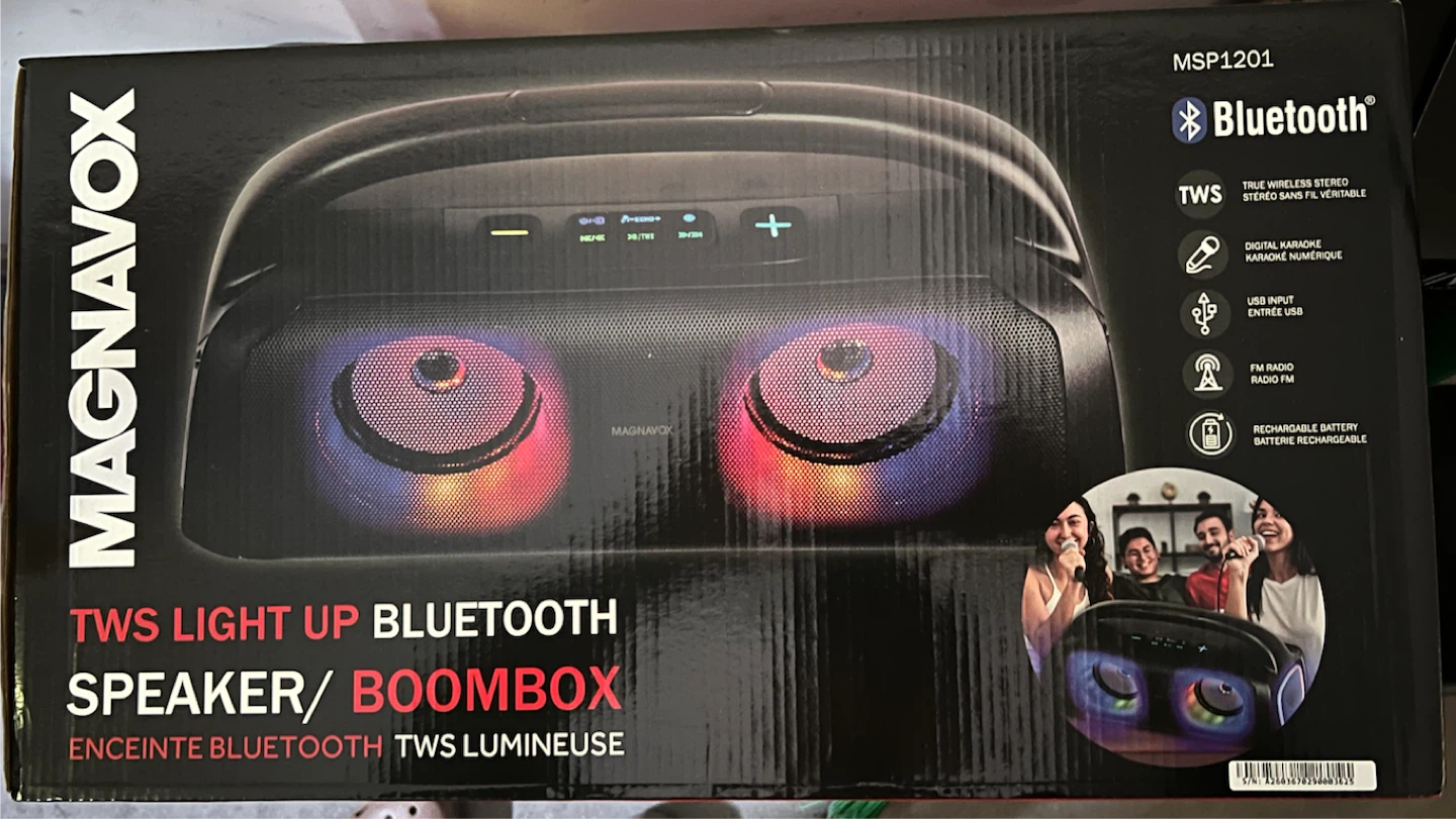 Magnavox MSP1201 TWS Light Up Bluetooth Speaker/Boombox