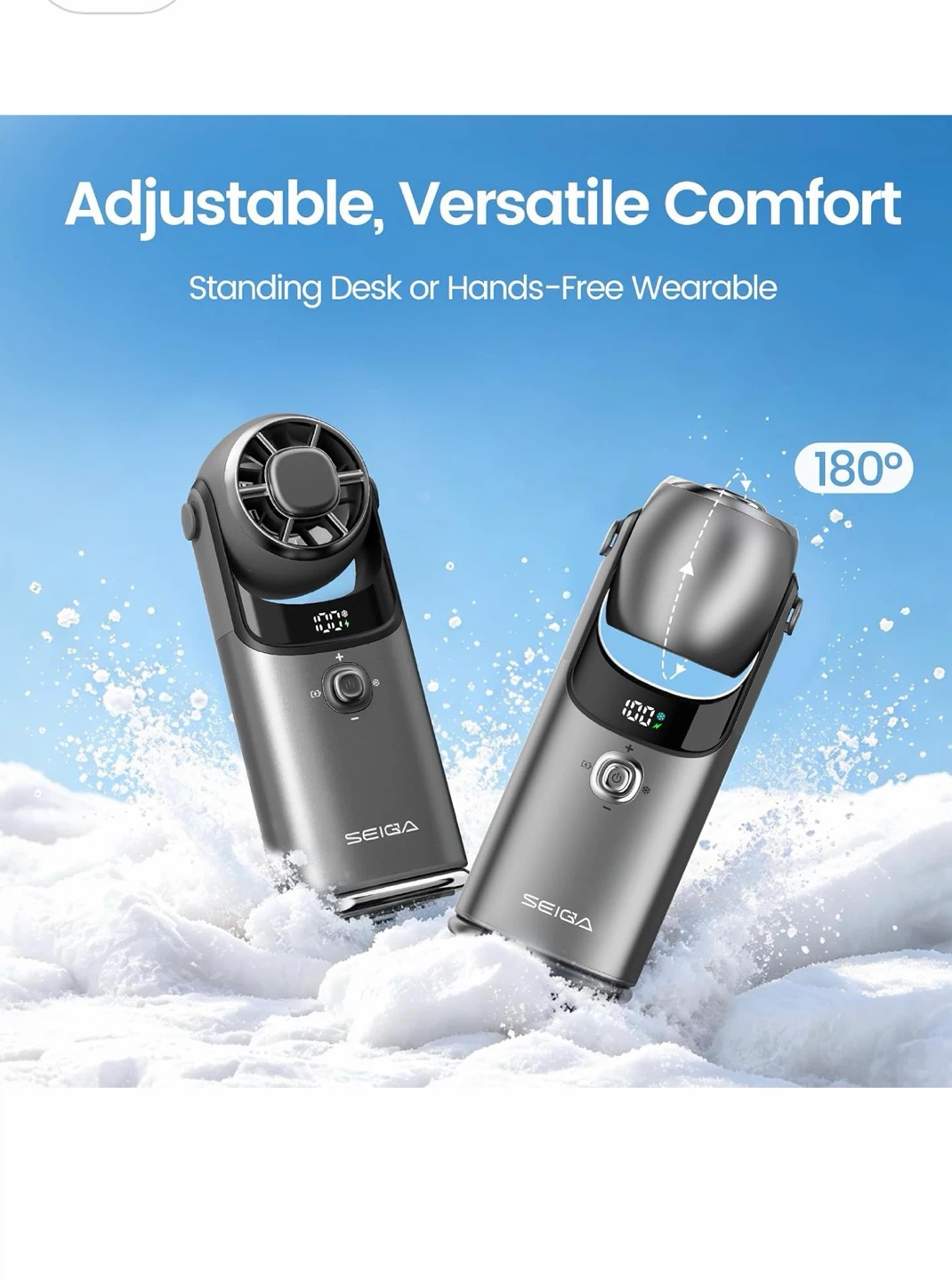 SEIGA Handheld Fan with Cooling Plate - Silver - photo 4