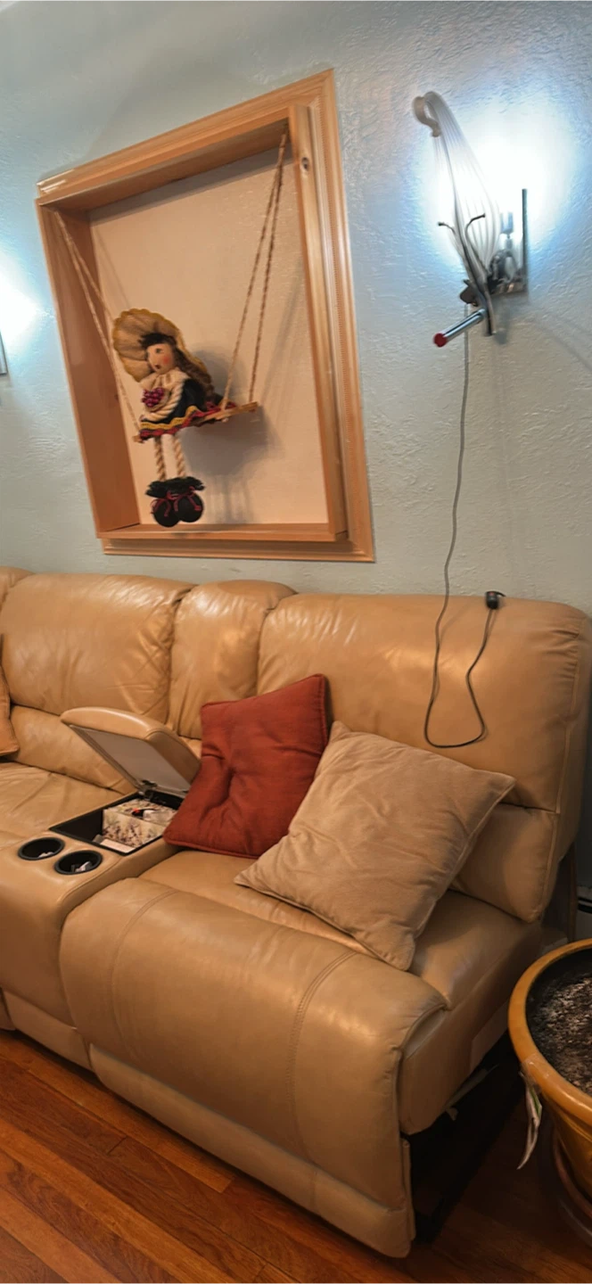 Tan Leather Sectional Sofa - photo 2
