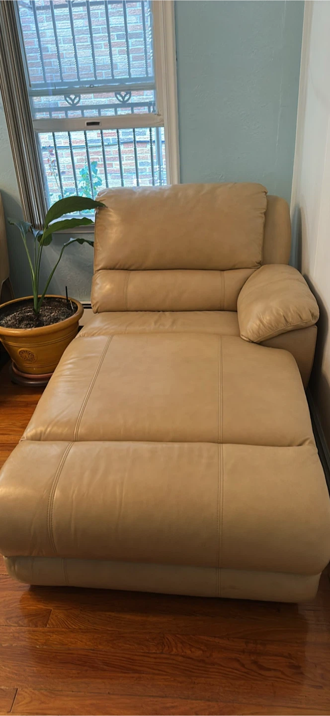 Tan Leather Sectional Sofa - photo 3