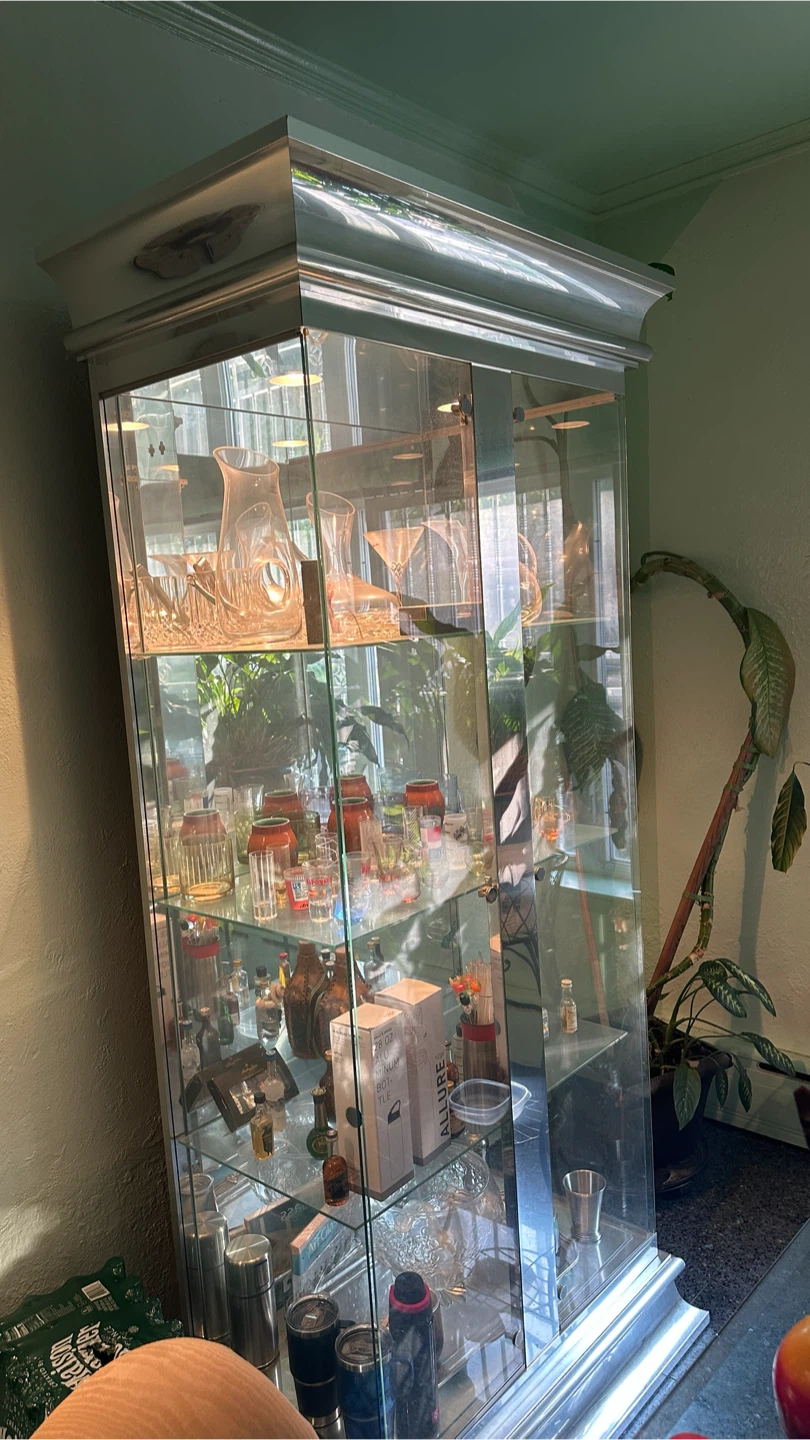 Large Glass Display Cabinet with Mirror Back - photo 5