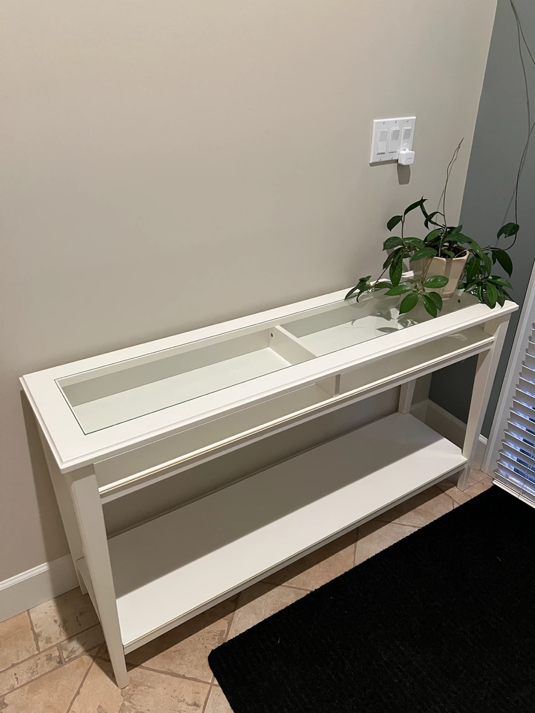 IKEA White Console Table with Glass Display Top - photo 3