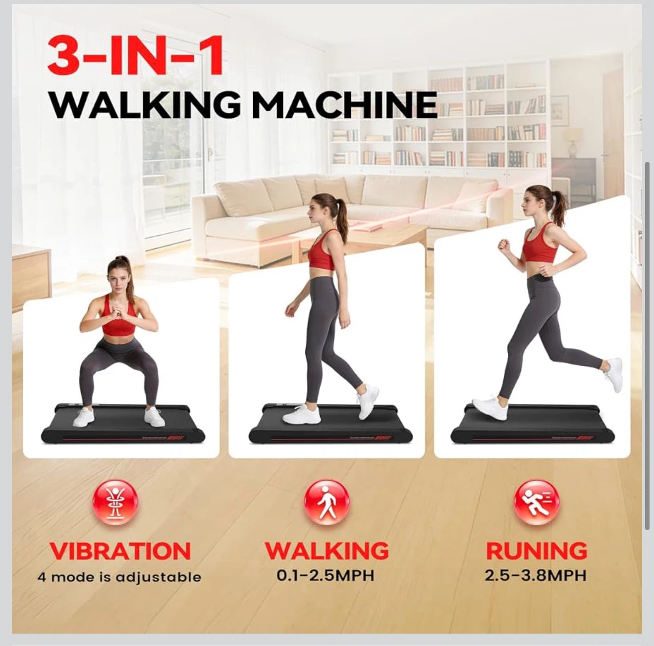 3-in-1 Vibration Walking Treadmill - photo 3