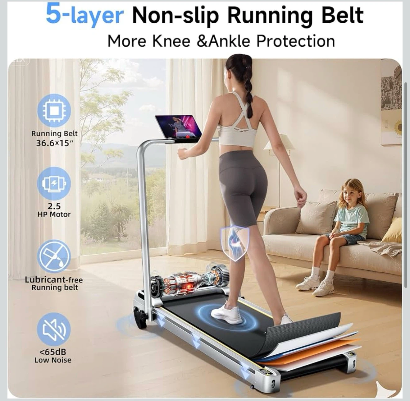 YPOO 3-in-1 Walking Pad Treadmill with Incline - photo 4