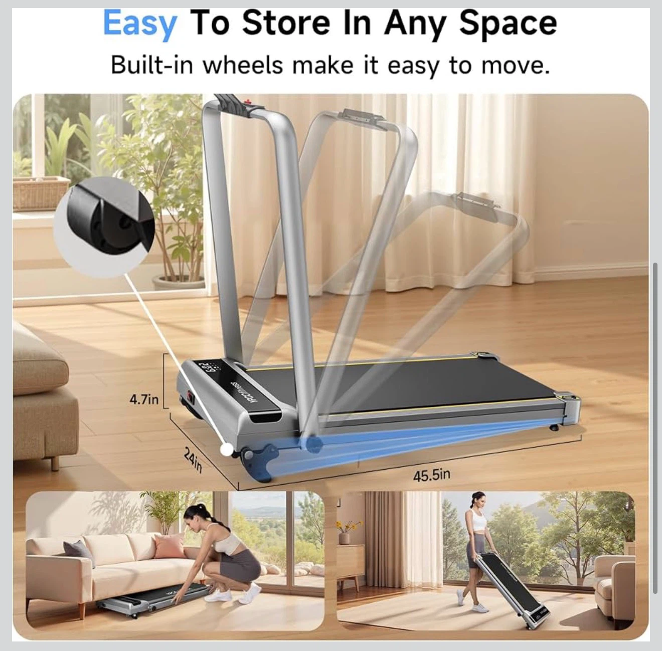 YPOO 3-in-1 Walking Pad Treadmill with Incline - photo 5