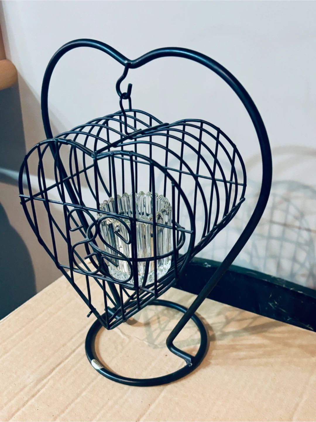 Wrought Iron Hanging Heart Shaped Candle Holder