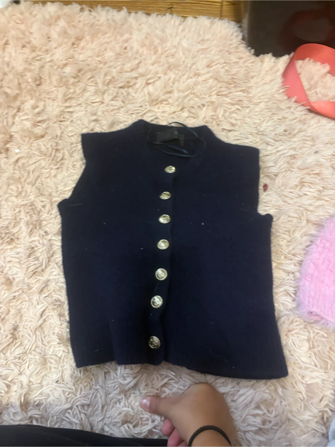 Navy Sleeveless Button-Up Vest