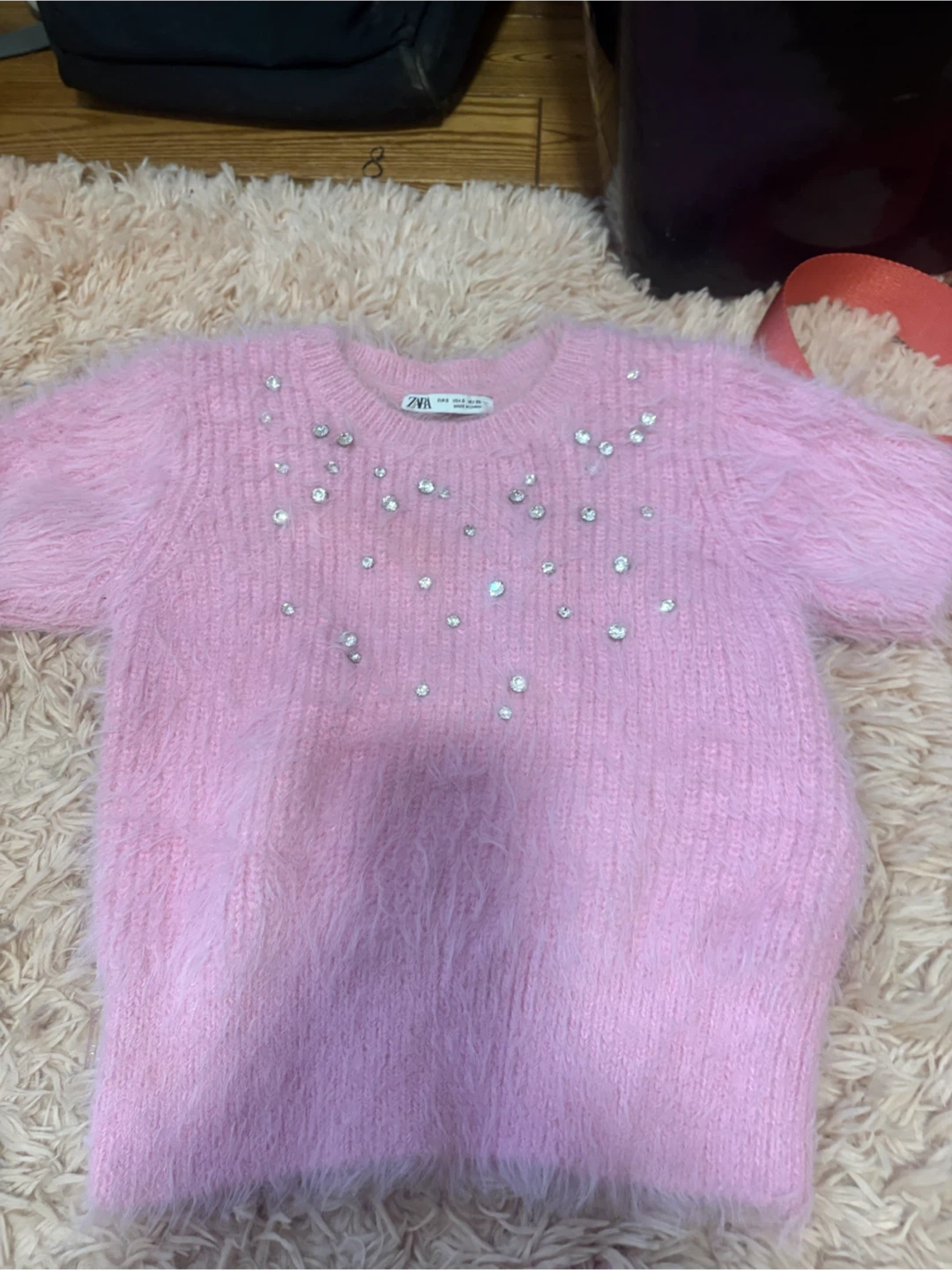 Zara Pink Sparkly Fuzzy Sweater