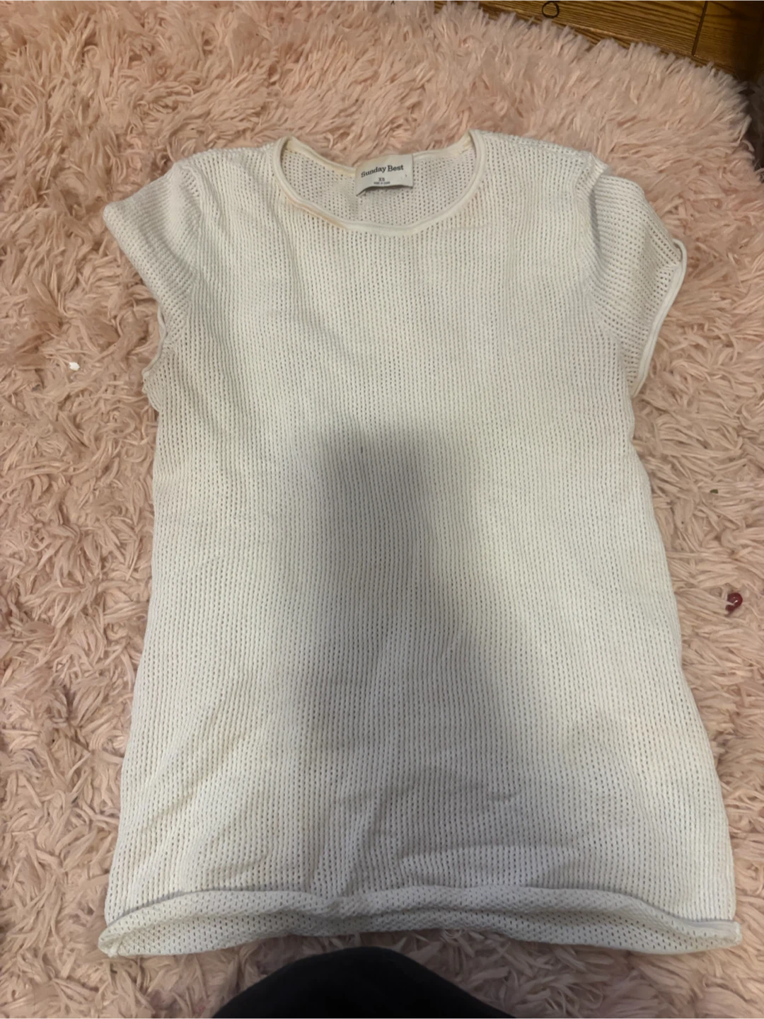 Sunday best White Mesh Knit Top