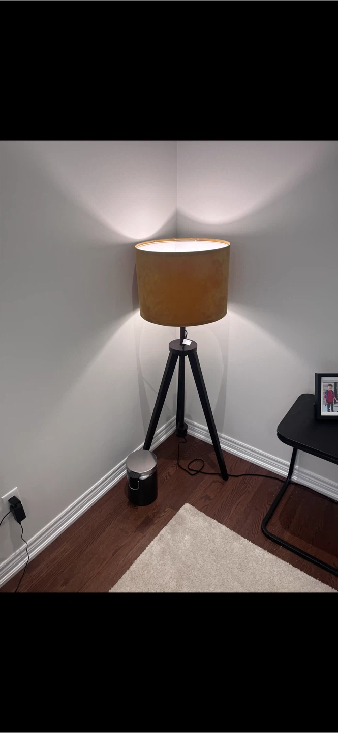 Ikea Tripod Floor Lamp – Mustard Velvet Shade – Brand New
