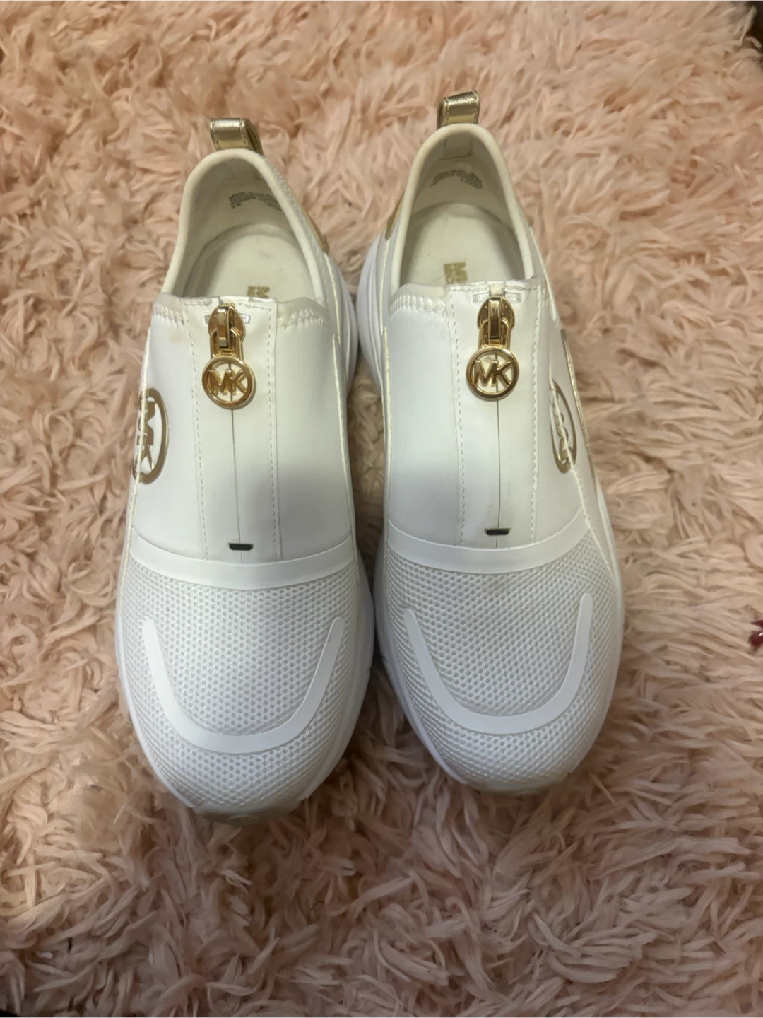 Michael Kors White Gold Zip Sneakers
