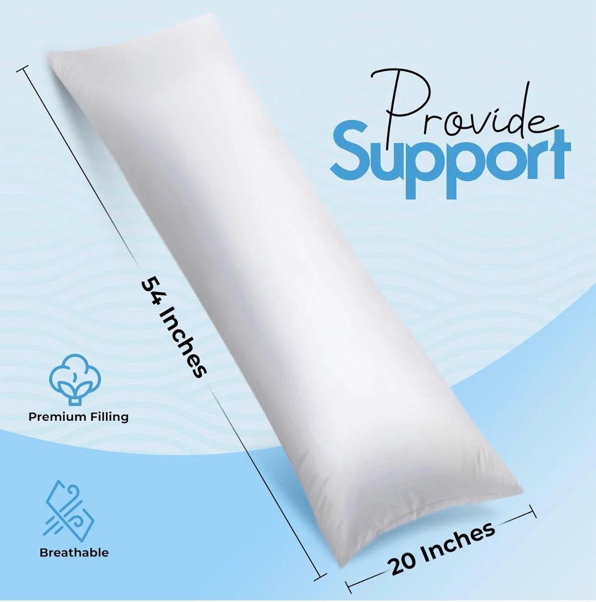 Brand New - Utopia White Body Pillow - 54" x 20"