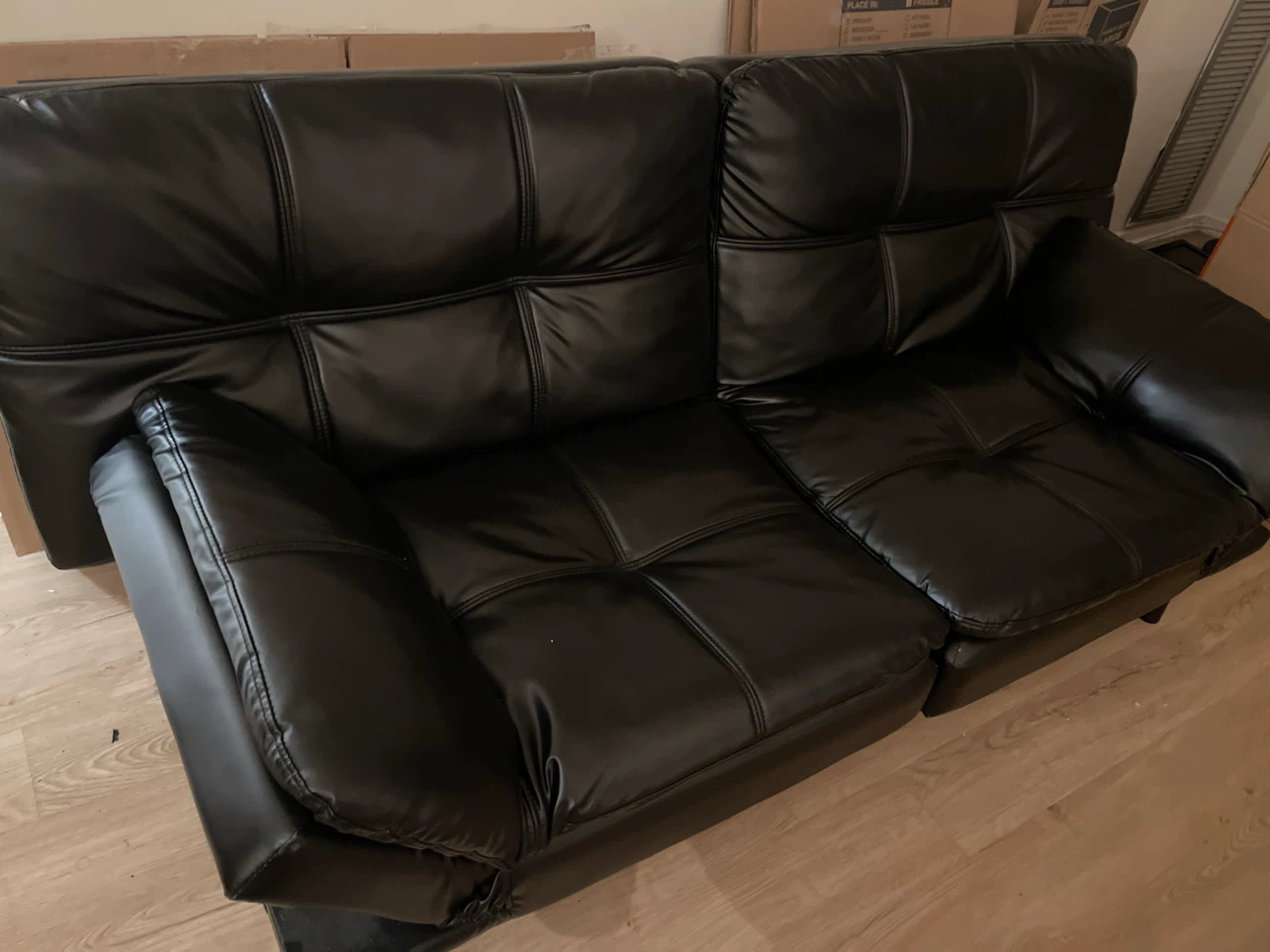 Black Faux Leather Futon Sofa - photo 2