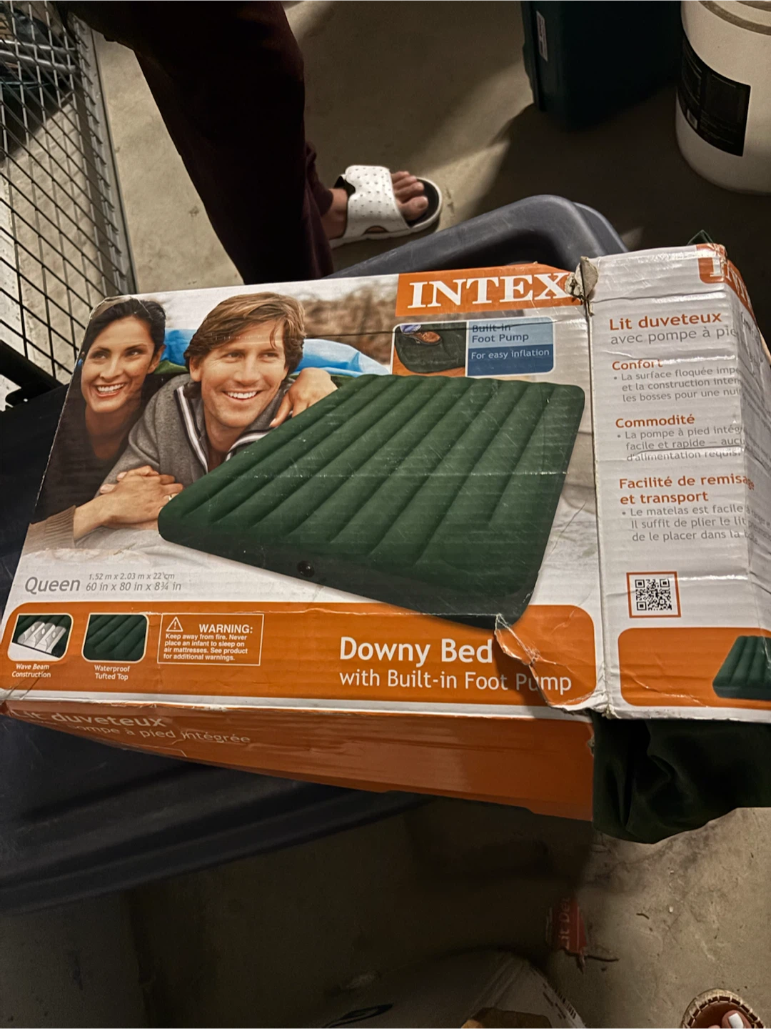 INTEX Queen Downy Bed with Built-in Foot Pump