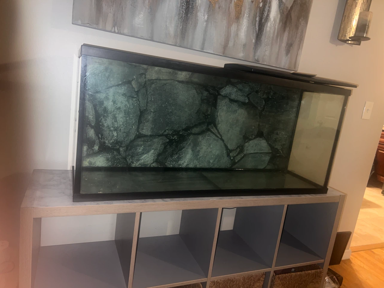 55 Gallon Large Aquarium Tank with Rock Background - photo 4