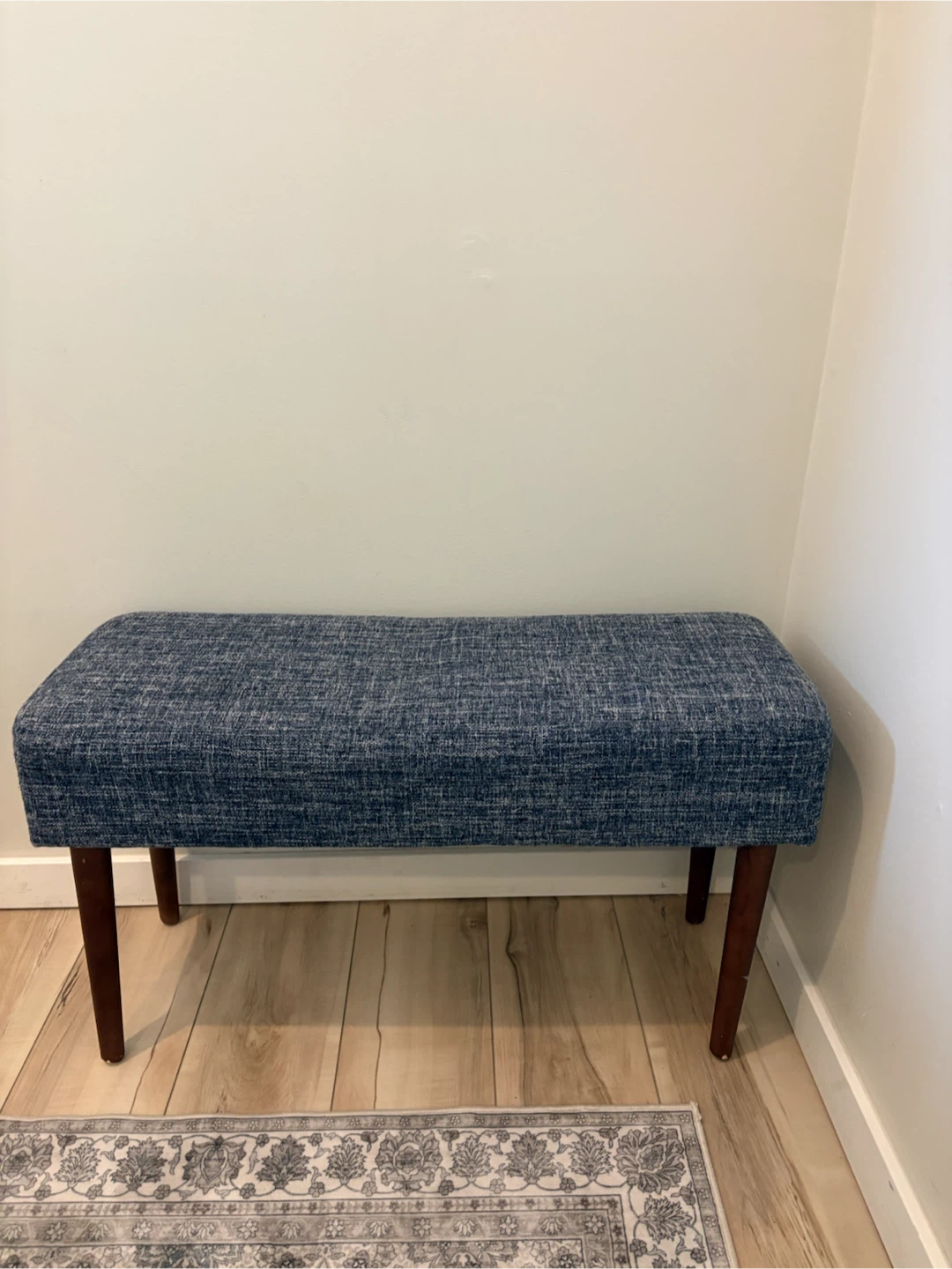 Upholstered Bench with Wooden Legs
