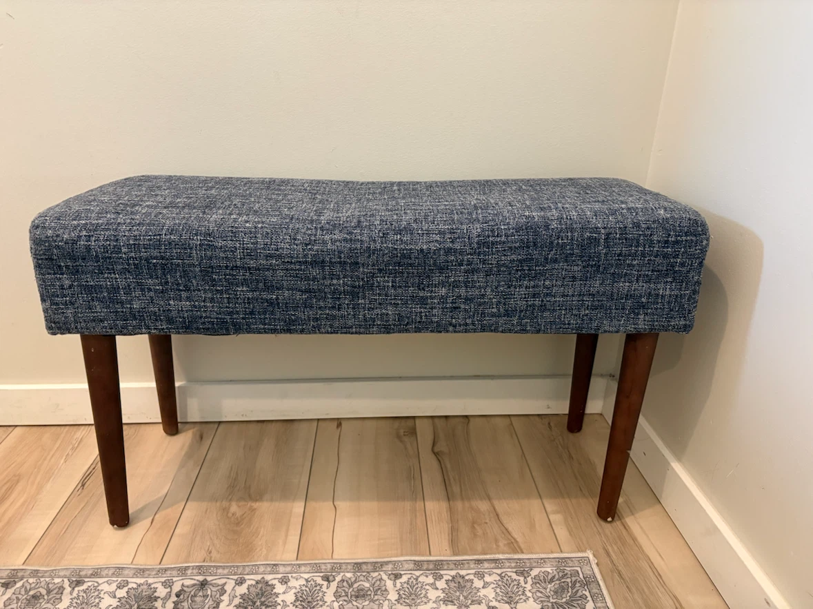 Upholstered Bench with Wooden Legs - photo 2