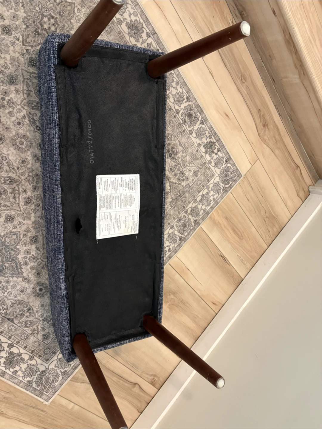 Upholstered Bench with Wooden Legs - photo 3