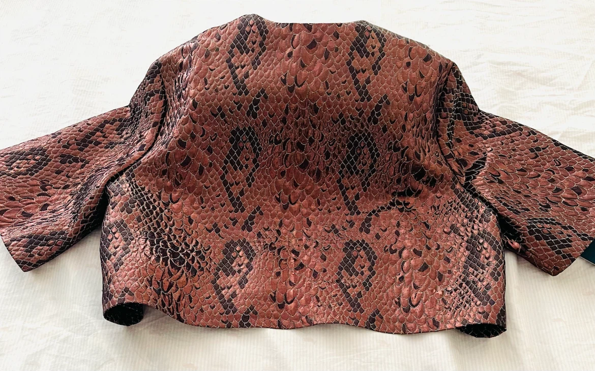 Brown Snake Print Brocade Cropped Jacket - photo 2