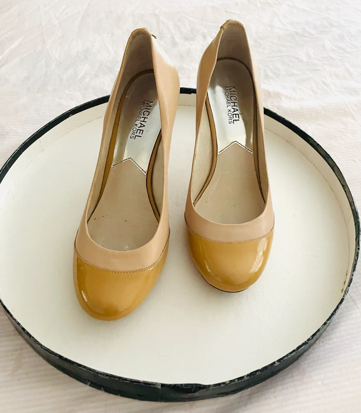 Michael Kors Women's Tan Patent Cap Toe Pumps