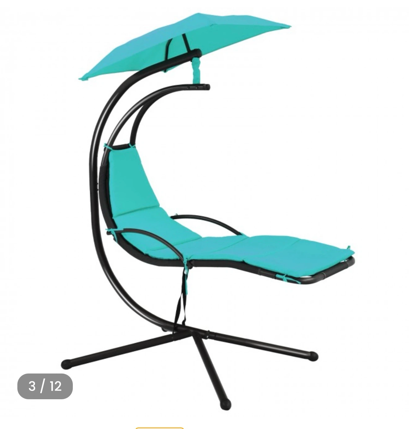 Teal Patio Lounge Chair with Umbrella - photo 3