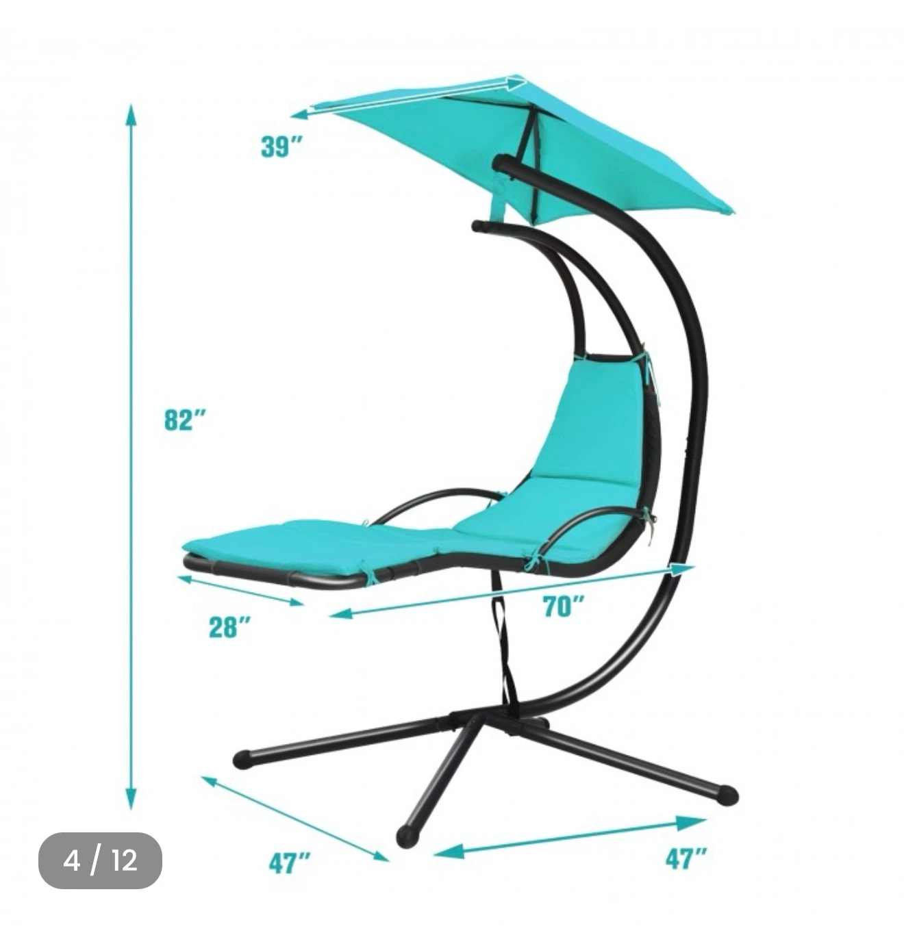 Teal Patio Lounge Chair with Umbrella - photo 4