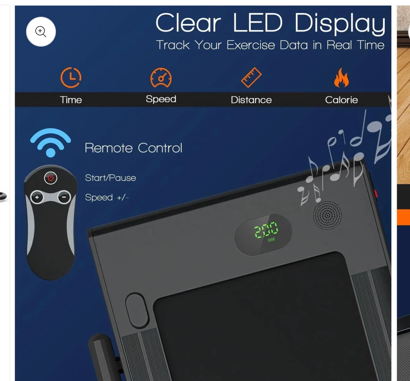 White SuperFit Folding Treadmill with Bluetooth Speaker - photo 2