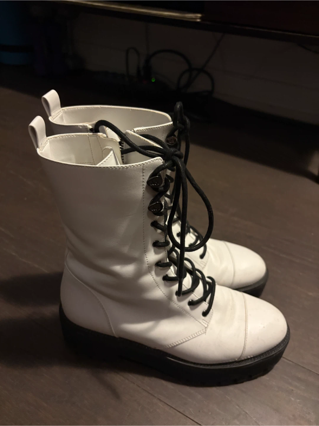 Michael Kors White Leather Lace-Up Boots - photo 2