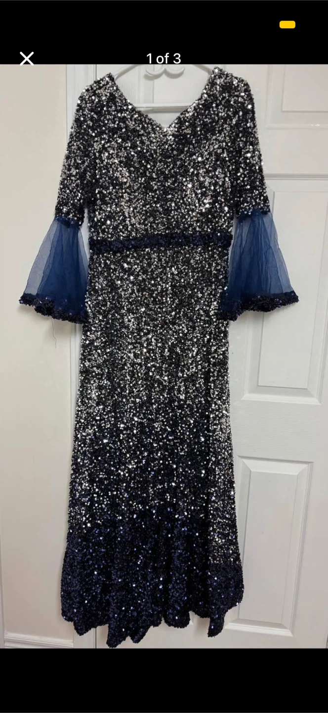 Sparkly Sequin Maxi Dress with Bell Sleeves