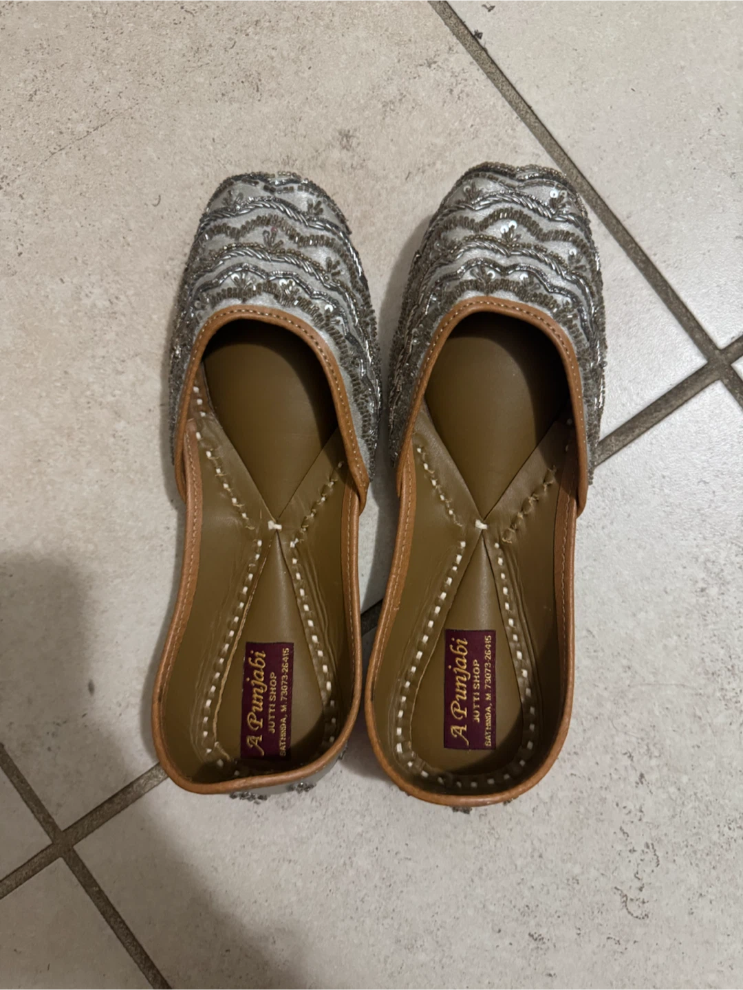 A Punjabi Jutti Shop Silver Embellished Flats