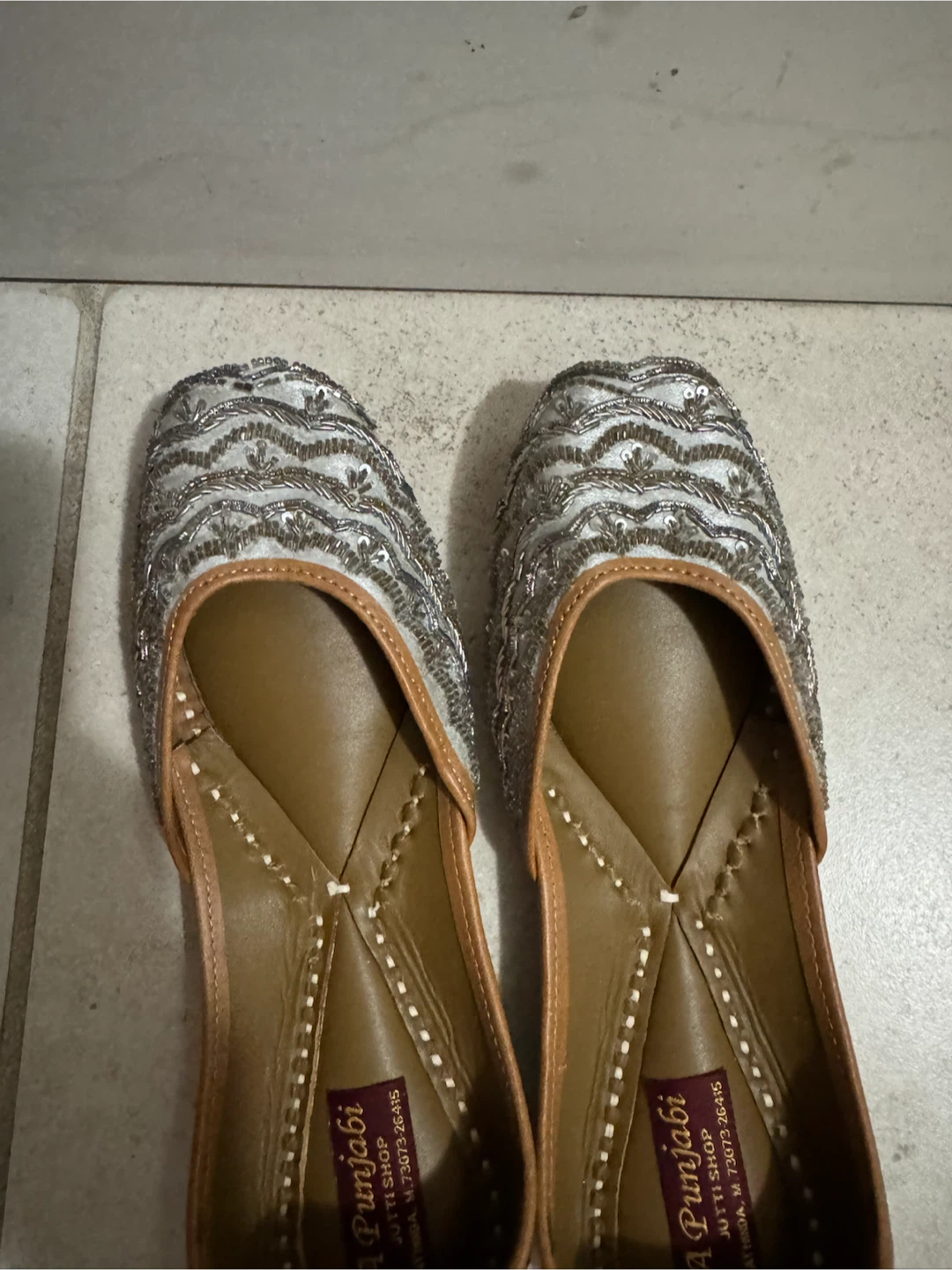 A Punjabi Jutti Shop Silver Embellished Flats - photo 3
