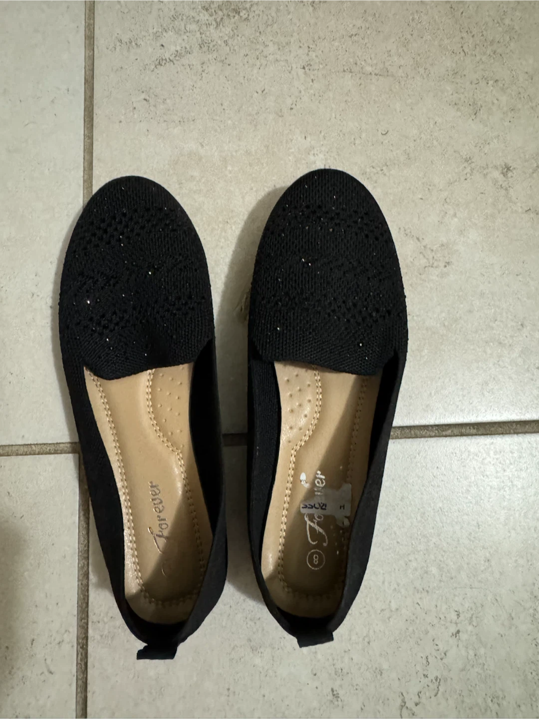 Forever Brand Black Knit Loafers Size 8