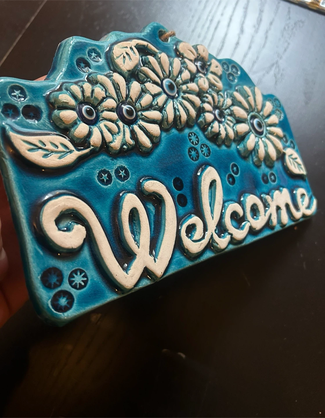 Ceramic Welcome Sign with Floral Design
