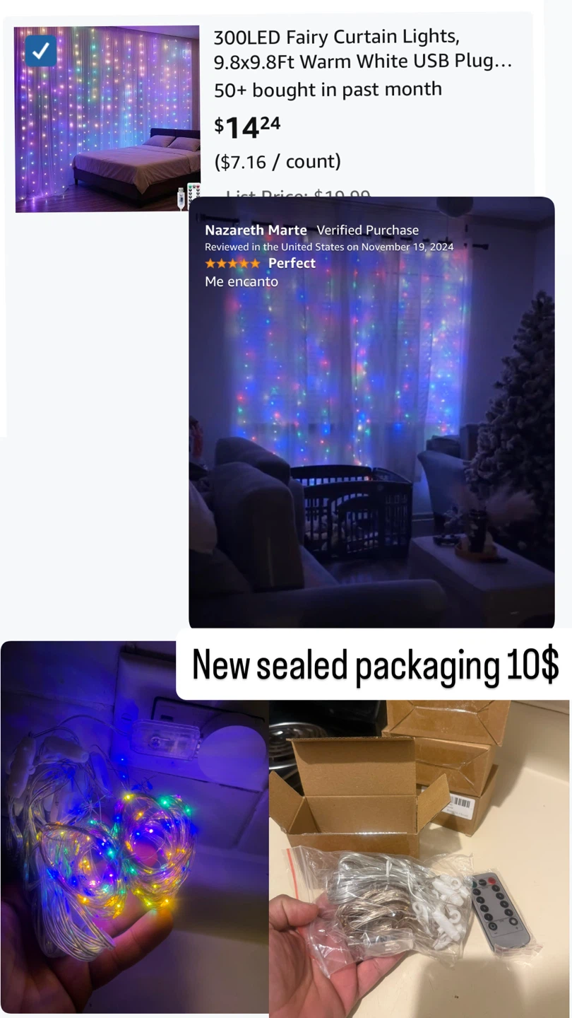300LED Fairy Curtain Lights 9.8x9.8ft