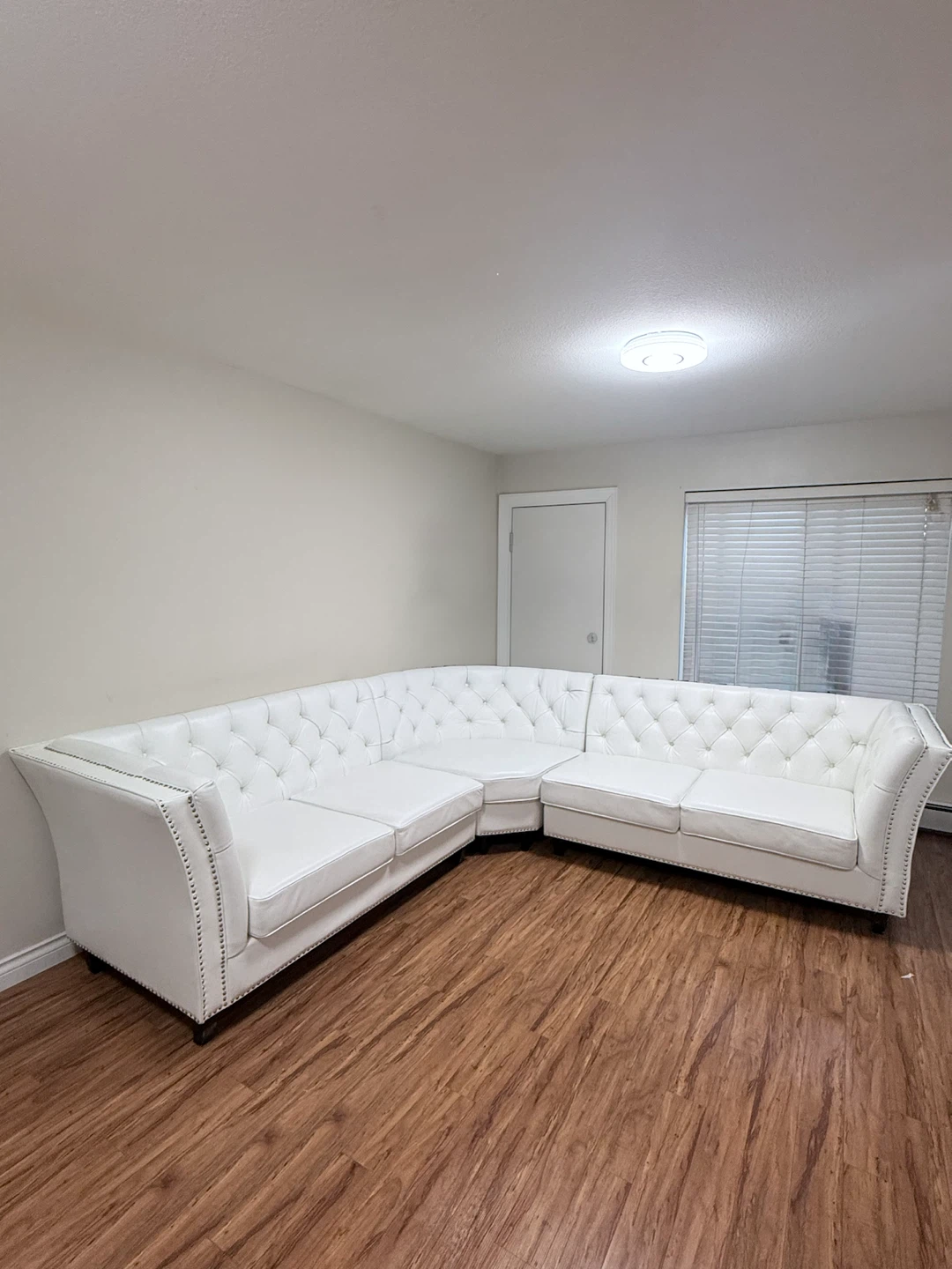 White Faux Leather Sectional Sofa