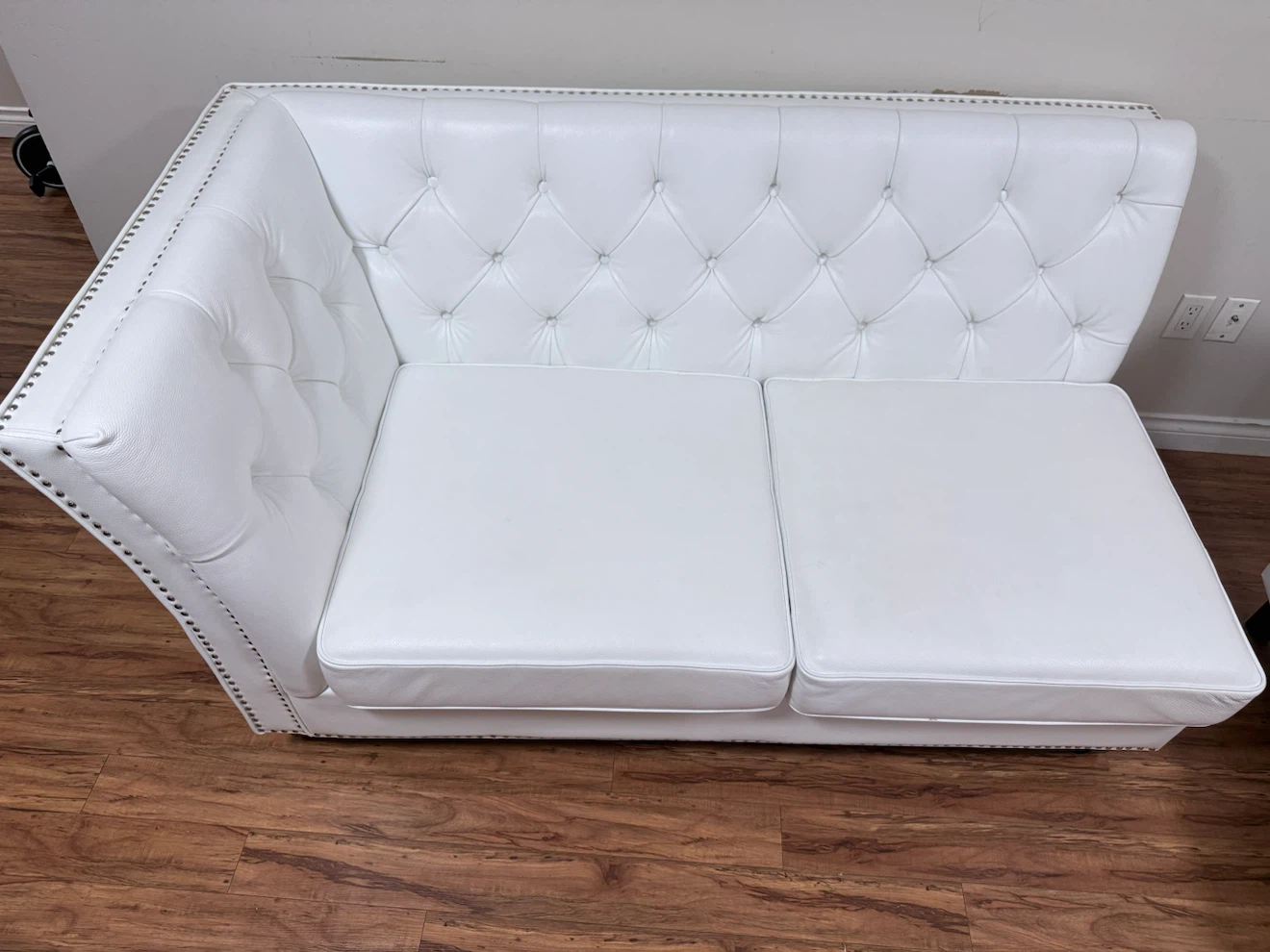 White Faux Leather Sectional Sofa - photo 2