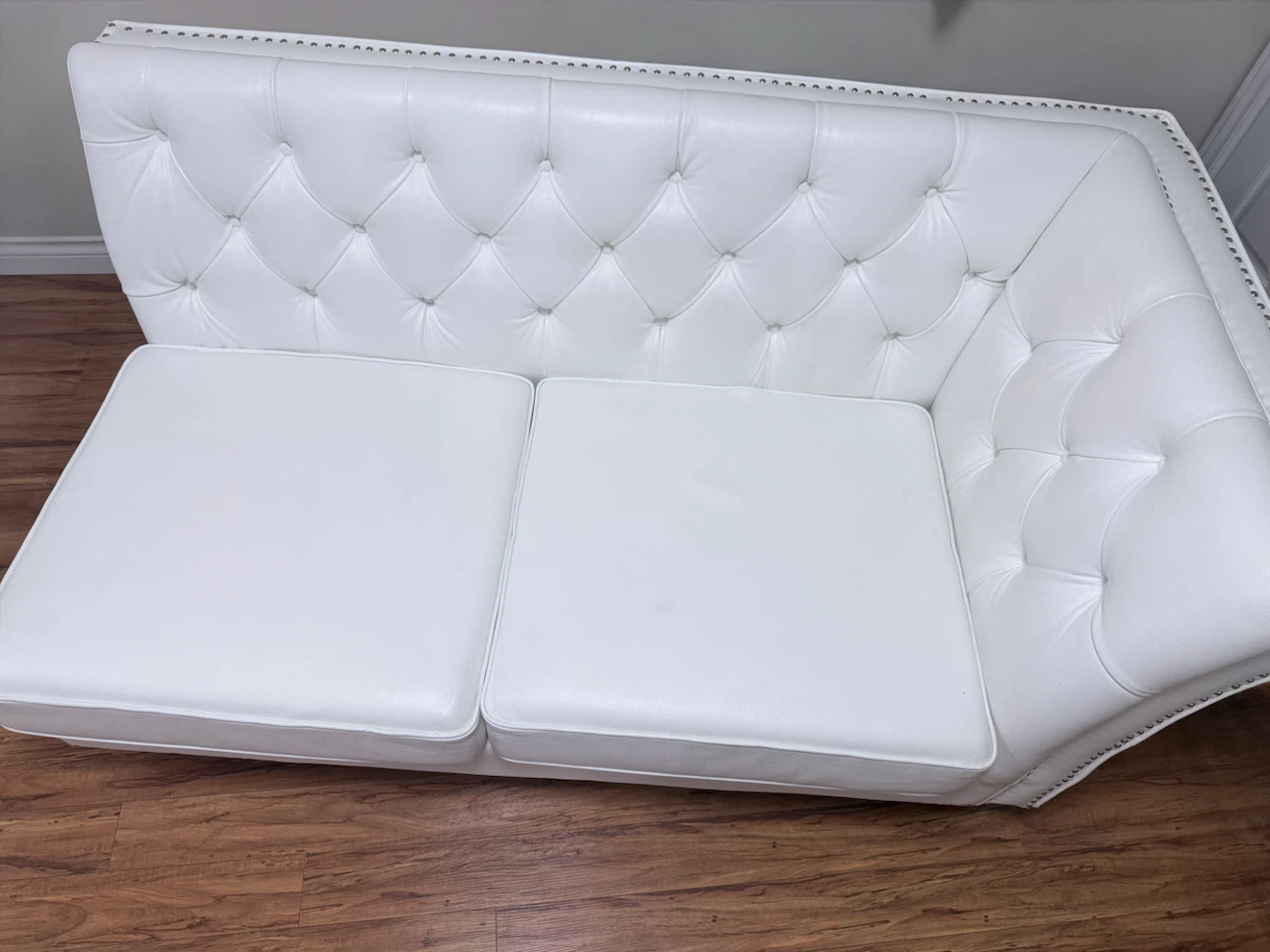 White Faux Leather Sectional Sofa - photo 3